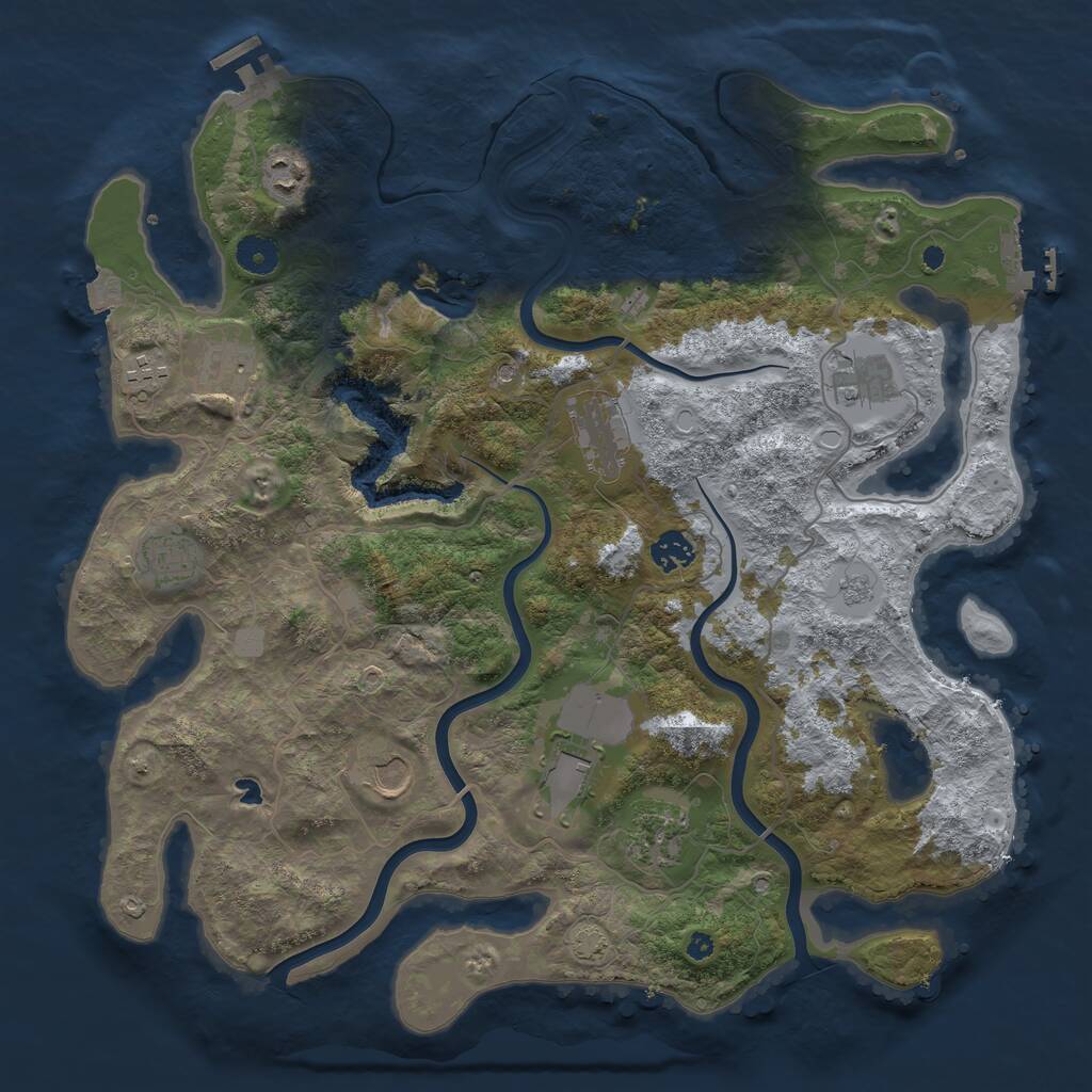 Rust Map: Procedural Map, Size: 4000, Seed: 711461851, 16 Monuments