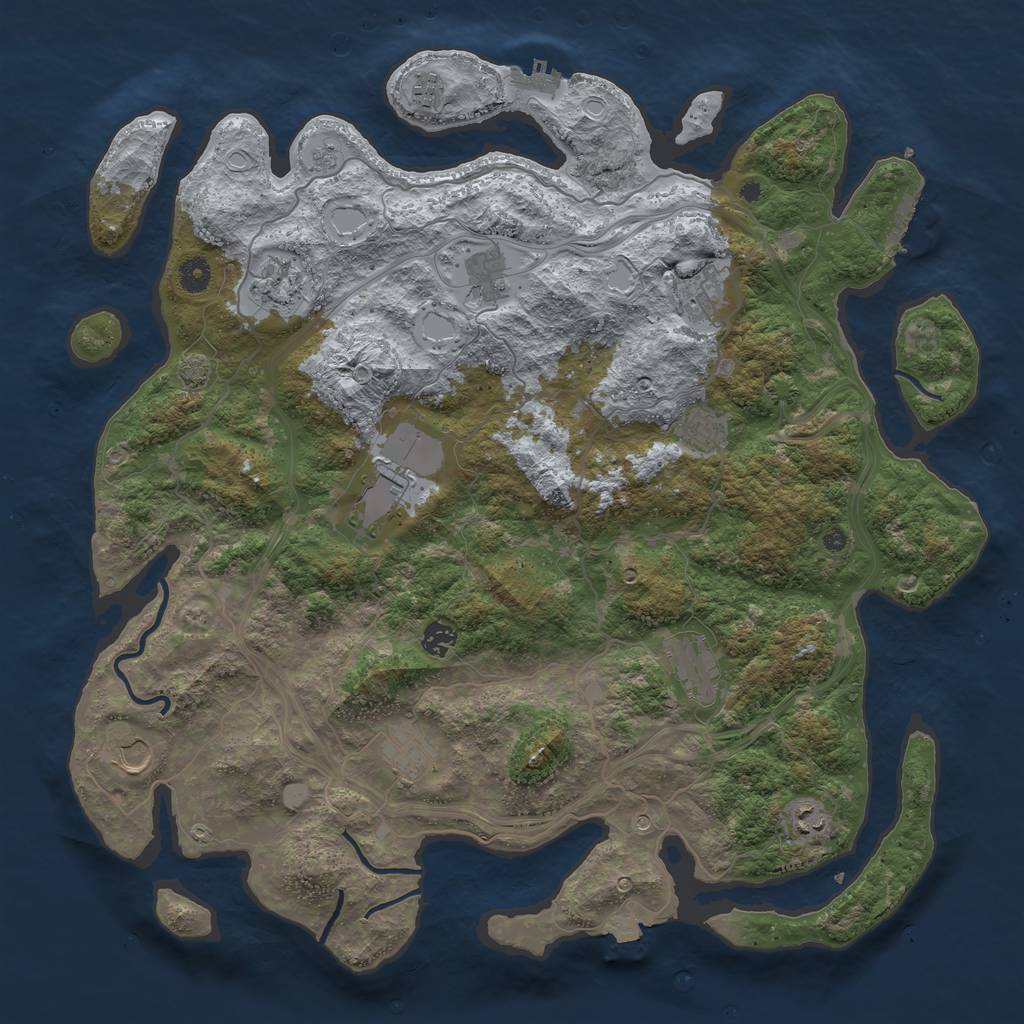 Rust Map: Procedural Map, Size: 4500, Seed: 2138057814, 19 Monuments