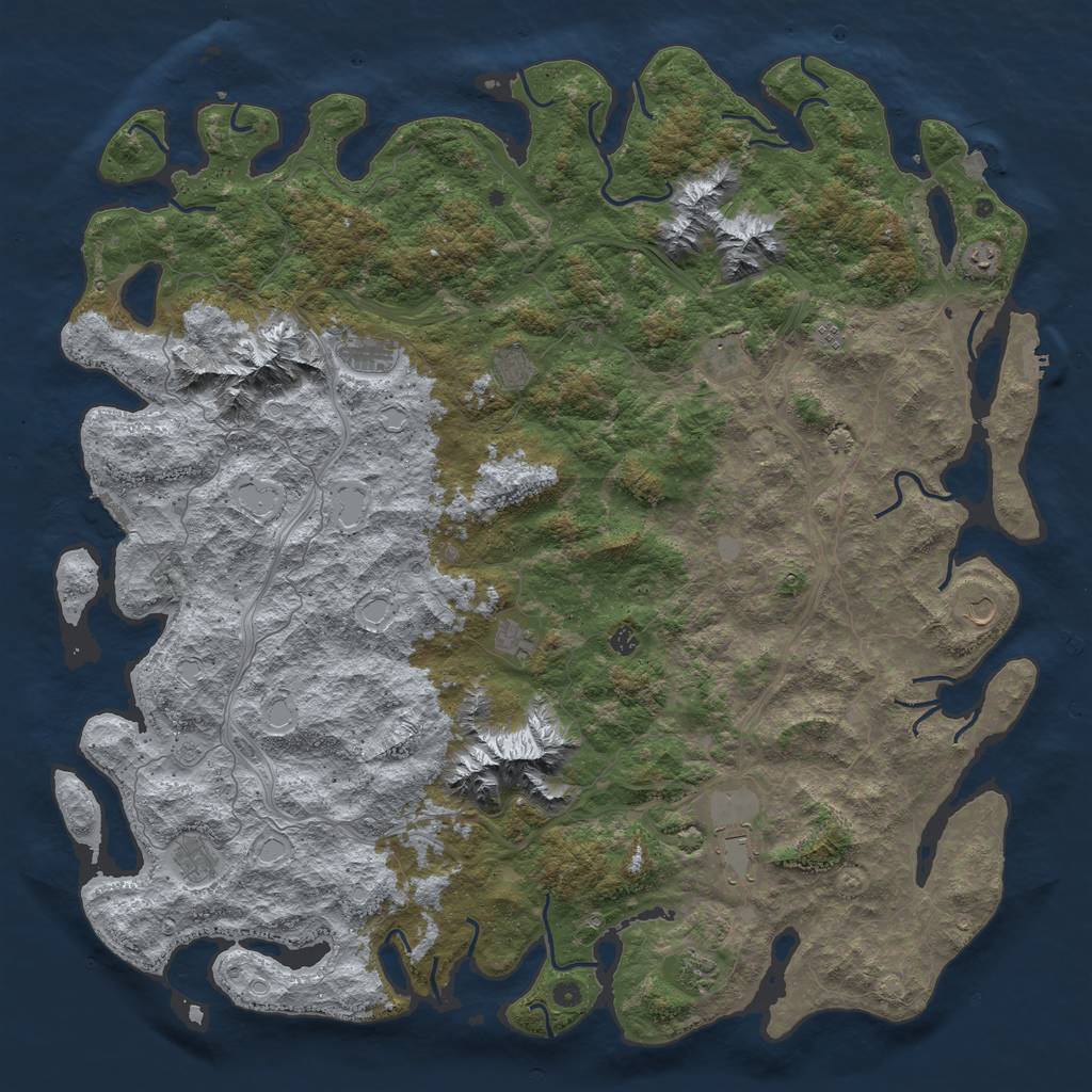 Rust Map: Procedural Map, Size: 6000, Seed: 72855610, 19 Monuments