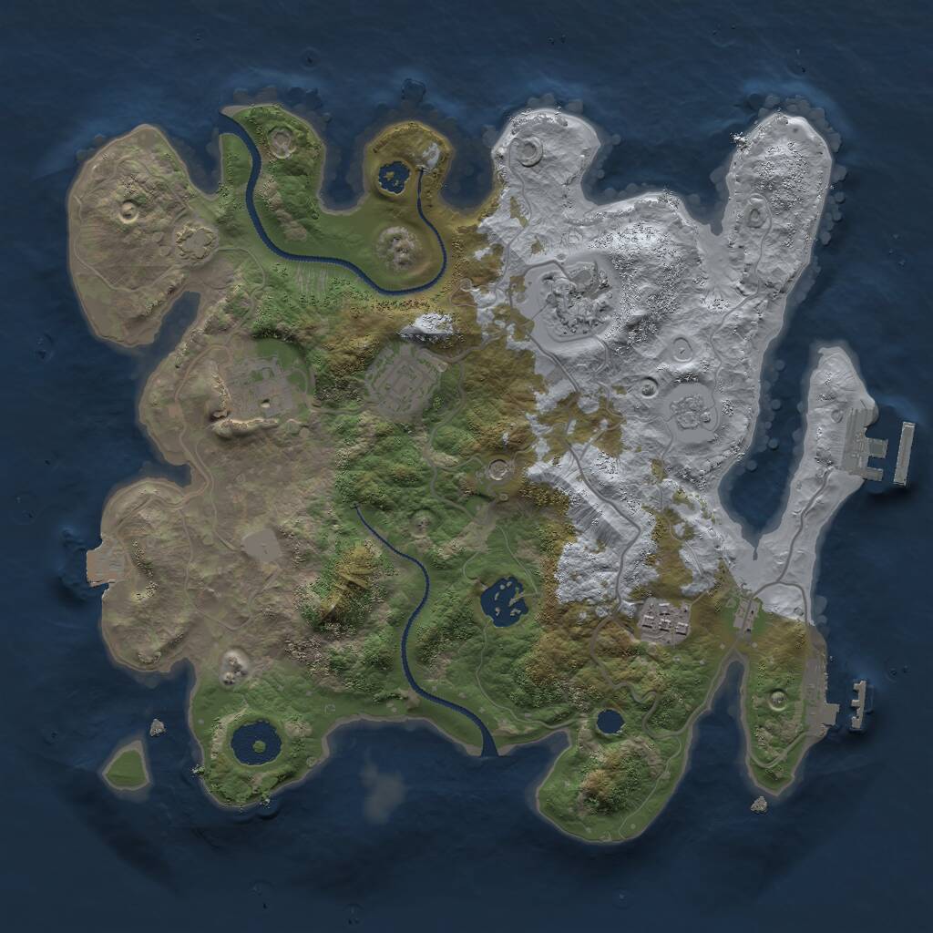 Rust Map: Procedural Map, Size: 3000, Seed: 848889, 11 Monuments