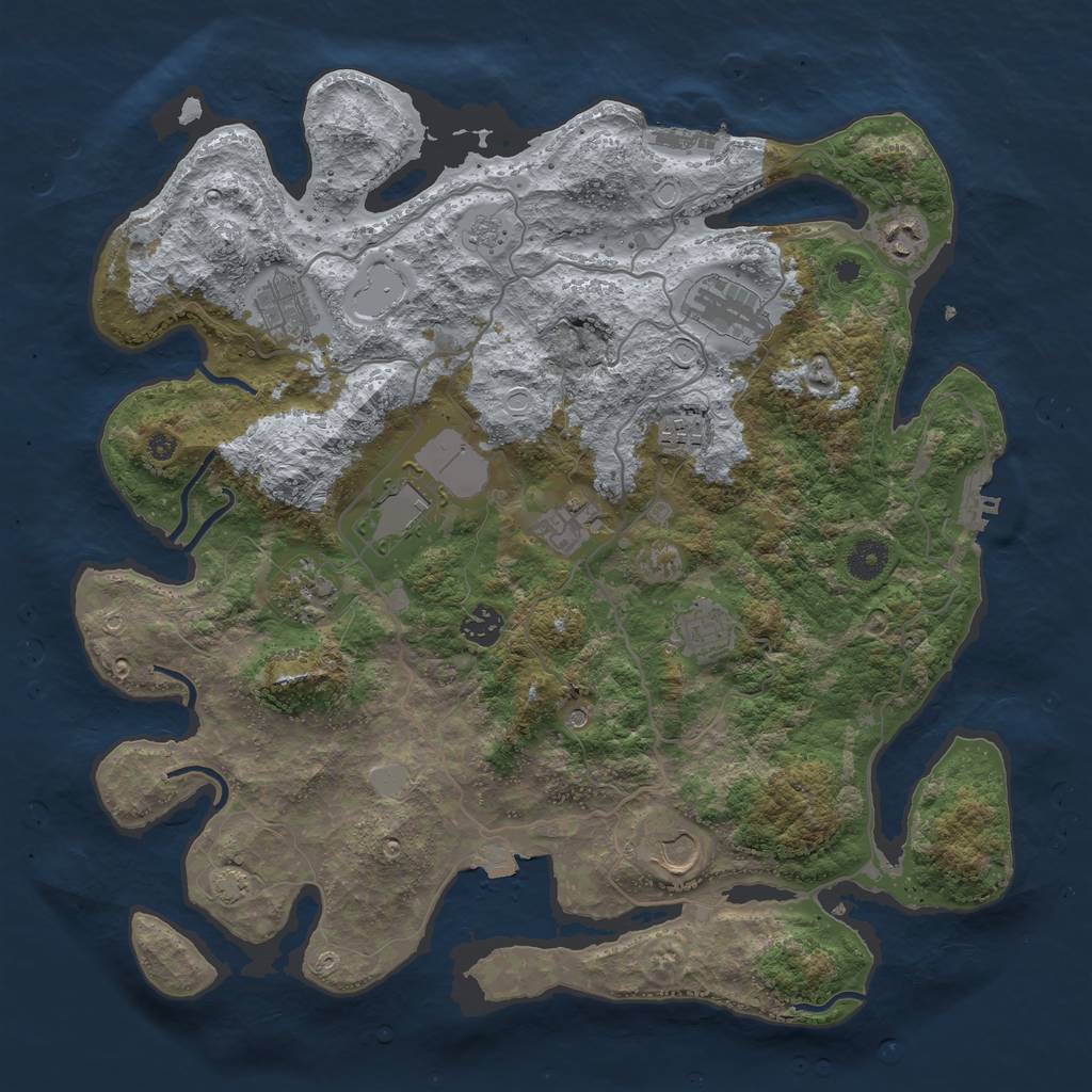 Rust Map: Procedural Map, Size: 4000, Seed: 1752037799, 18 Monuments