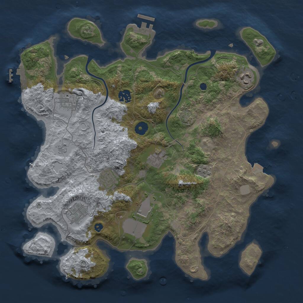 Rust Map: Procedural Map, Size: 3500, Seed: 109148226, 13 Monuments