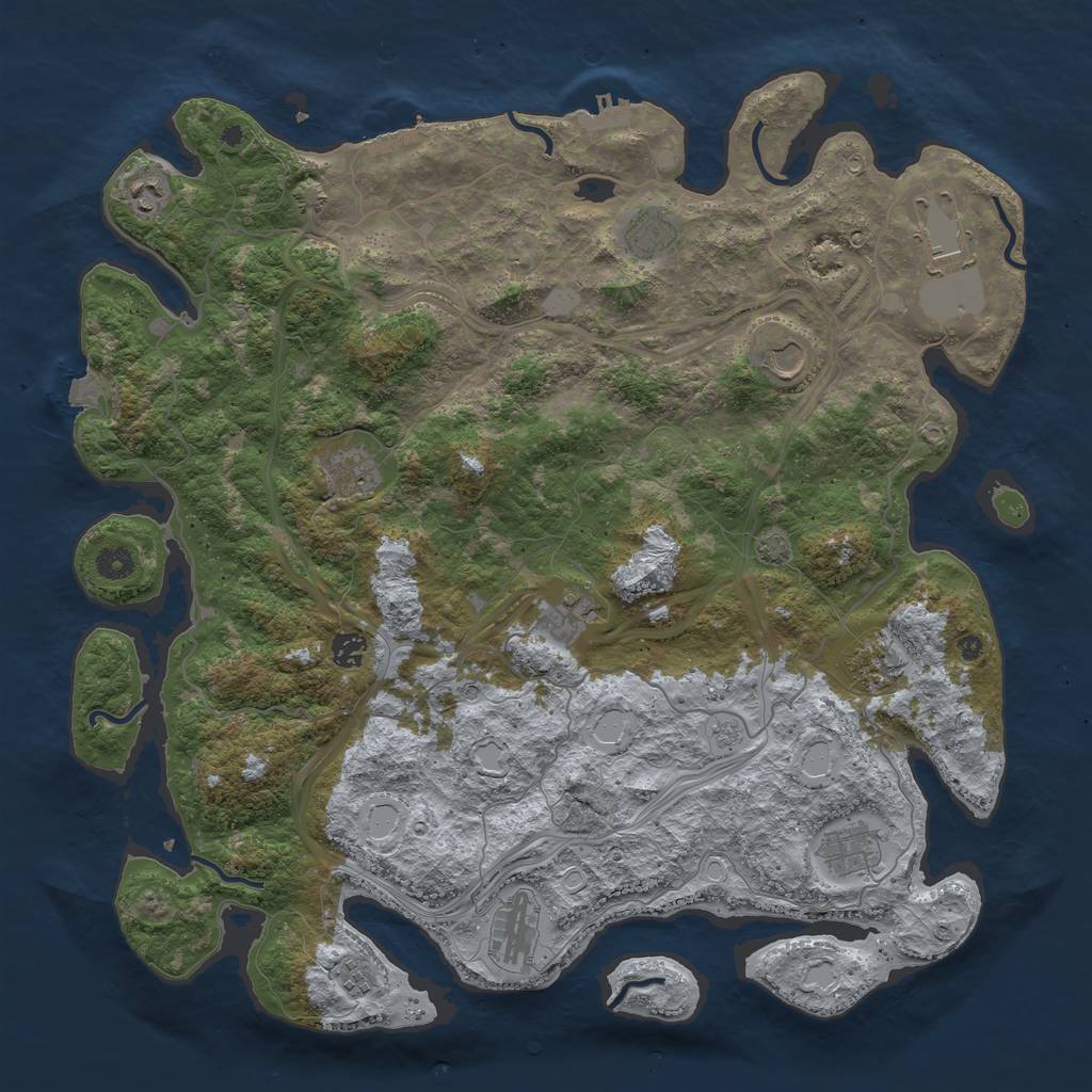 Rust Map: Procedural Map, Size: 4500, Seed: 1460856580, 19 Monuments