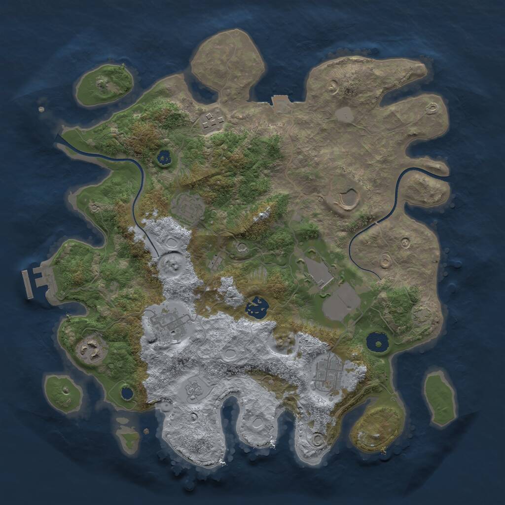 Rust Map: Procedural Map, Size: 3500, Seed: 1239984984, 13 Monuments