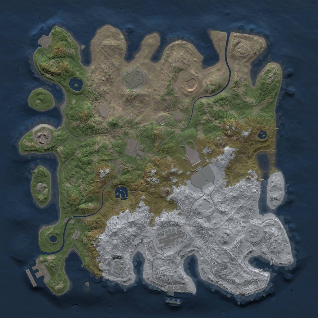 Rust Map: Procedural Map, Size: 3500, Seed: 1346393665, 14 Monuments