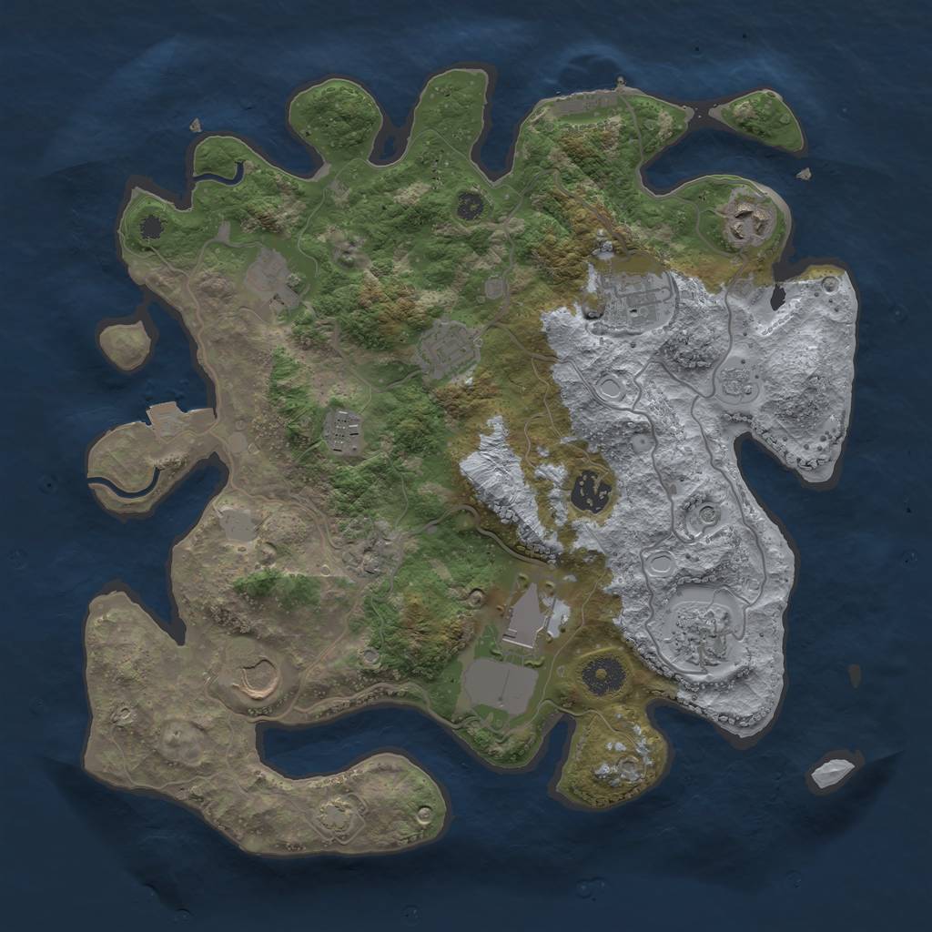 Rust Map: Procedural Map, Size: 3500, Seed: 9384, 16 Monuments