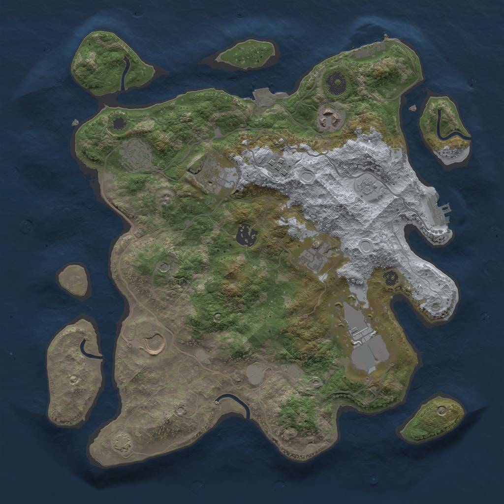 Rust Map: Procedural Map, Size: 3500, Seed: 744757115, 16 Monuments