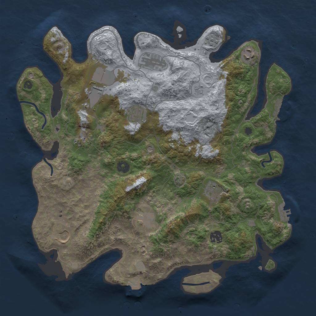 Rust Map: Procedural Map, Size: 3750, Seed: 79672, 18 Monuments