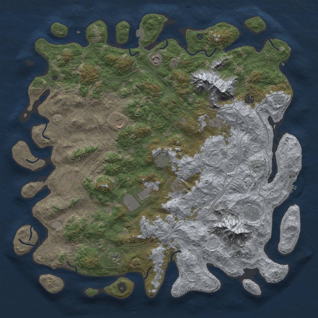 Rust Map: Procedural Map, Size: 5000, Seed: 1015522418, 18 Monuments