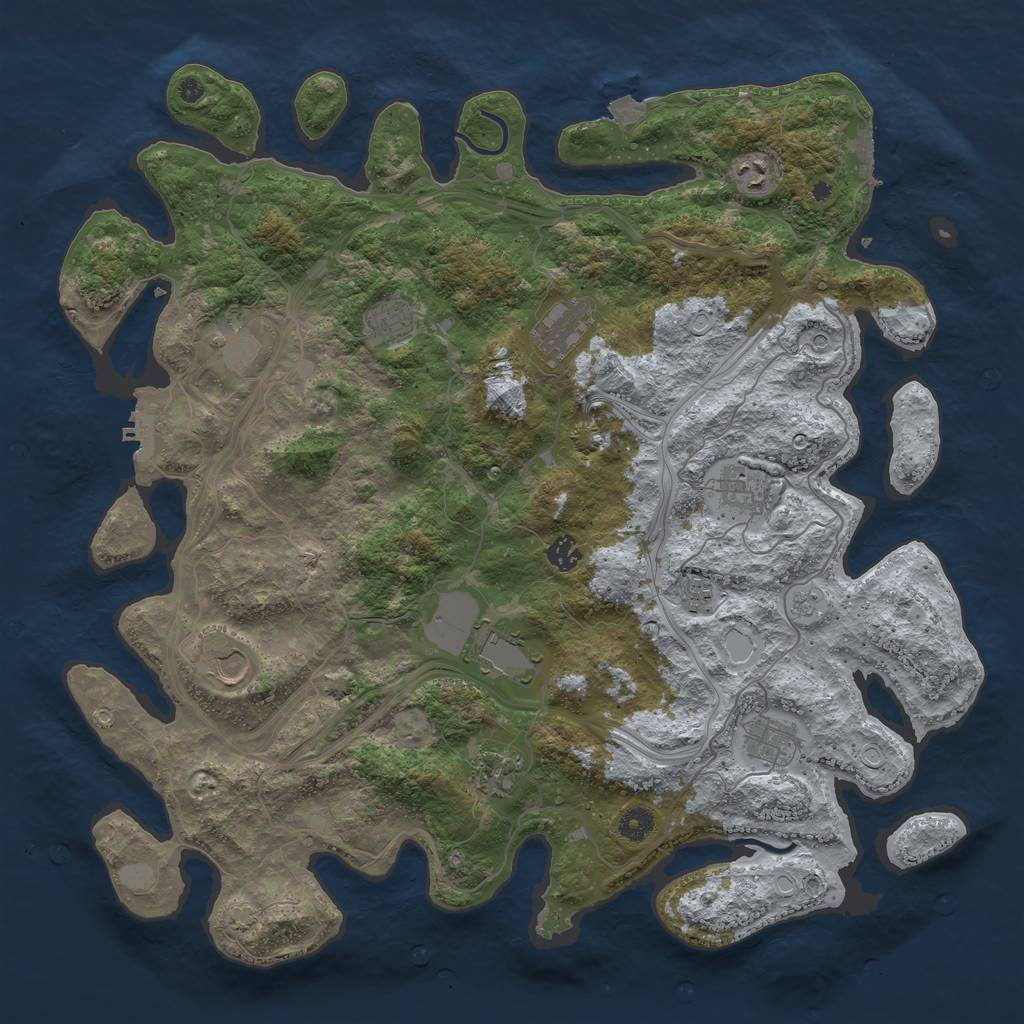 Rust Map: Procedural Map, Size: 4500, Seed: 501731280, 19 Monuments