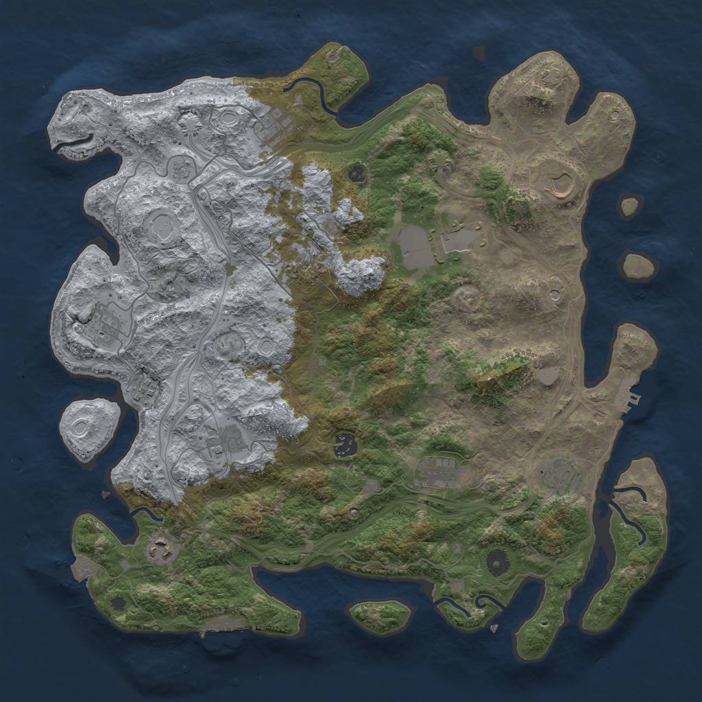 Rust Map: Procedural Map, Size: 4250, Seed: 443059281, 19 Monuments