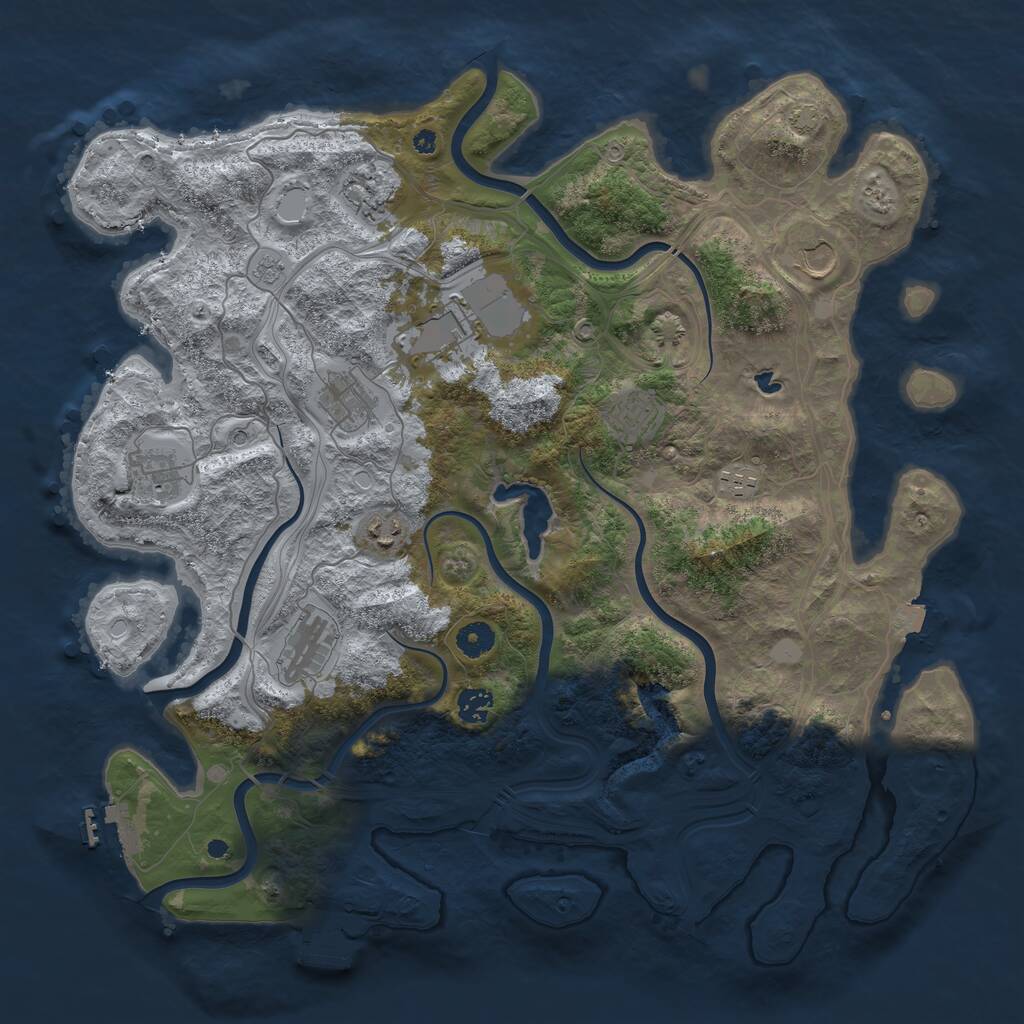 Rust Map: Procedural Map, Size: 4250, Seed: 443059281, 16 Monuments