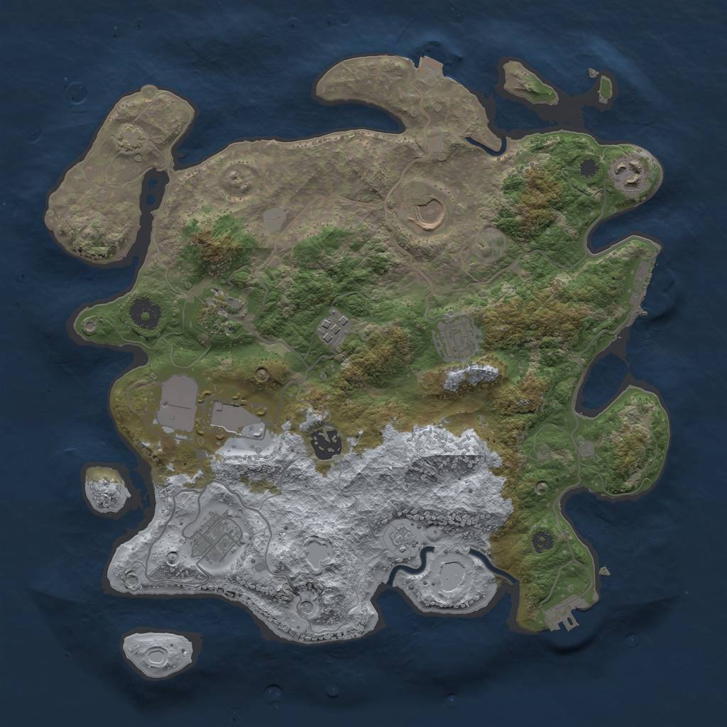 Rust Map: Procedural Map, Size: 3500, Seed: 746114522, 16 Monuments