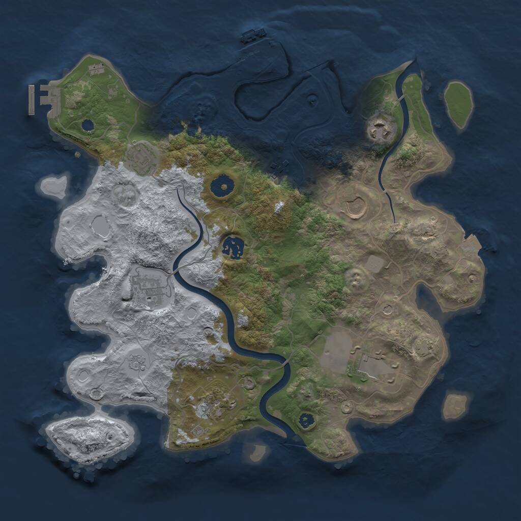 Rust Map: Procedural Map, Size: 3500, Seed: 958778001, 14 Monuments