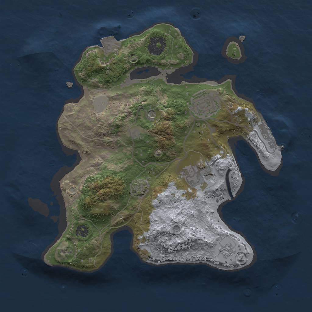 Rust Map: Procedural Map, Size: 2500, Seed: 1899557510, 9 Monuments
