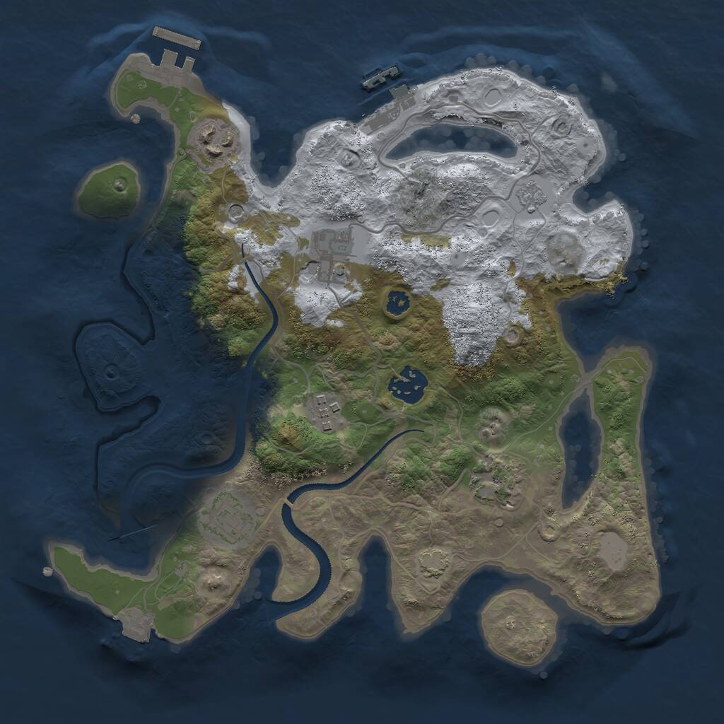 Rust Map: Procedural Map, Size: 3000, Seed: 1190985976, 12 Monuments