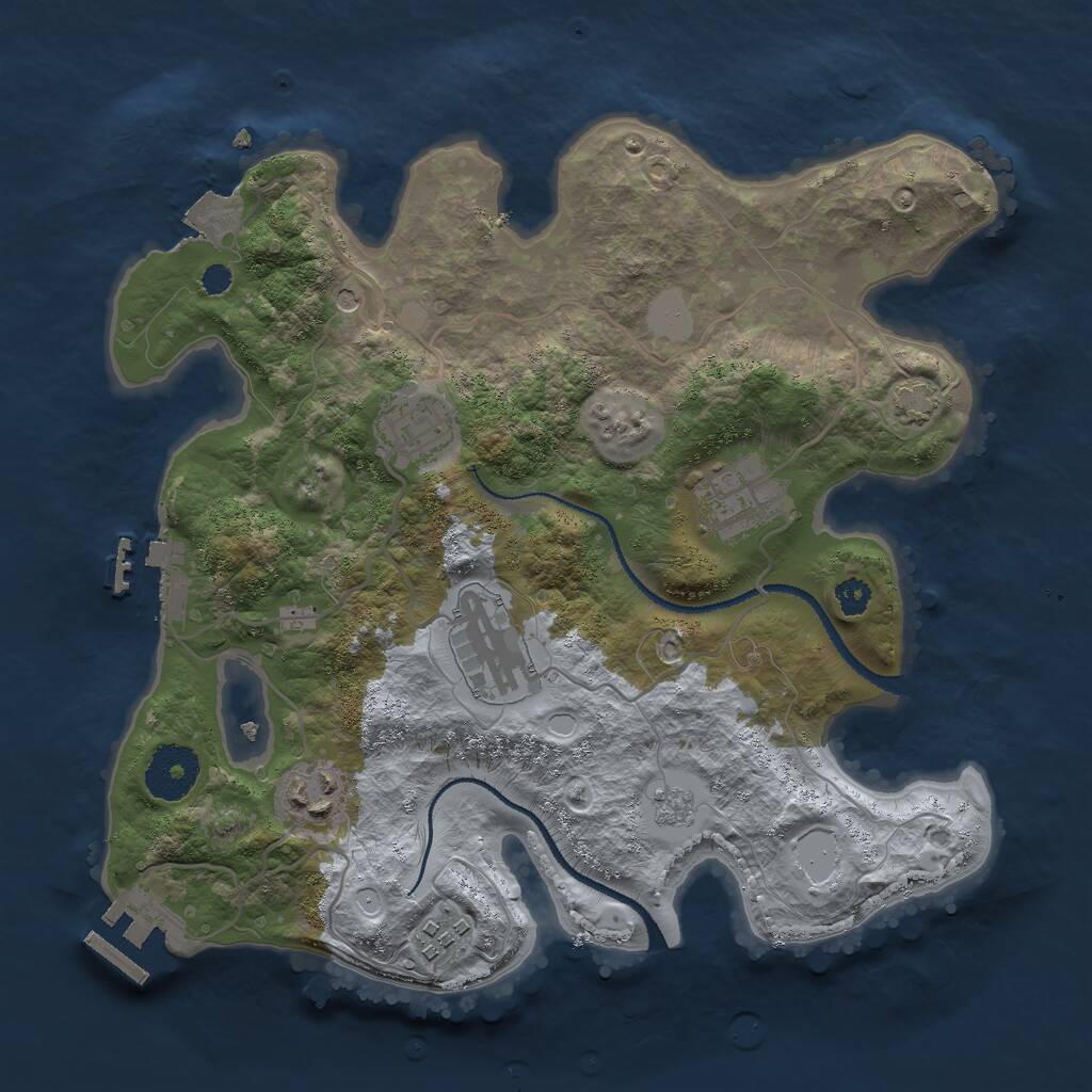 Rust Map: Procedural Map, Size: 3000, Seed: 1233788757, 11 Monuments