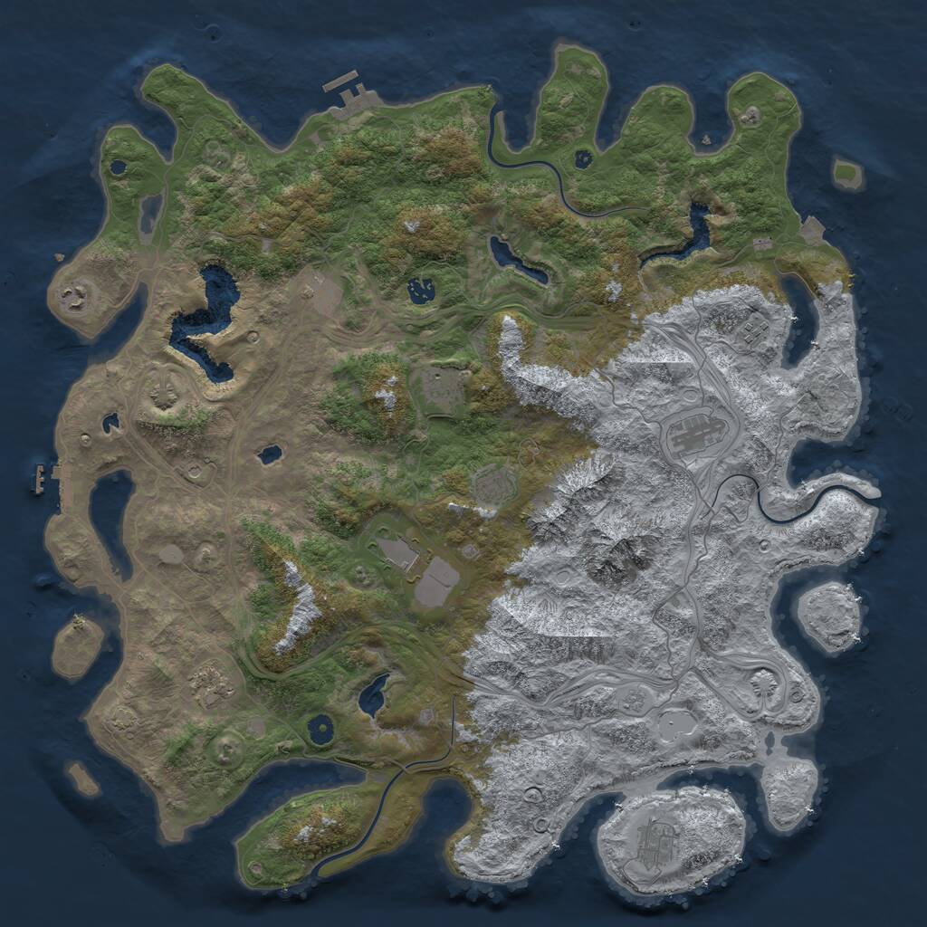 Rust Map: Procedural Map, Size: 5000, Seed: 661430229, 16 Monuments