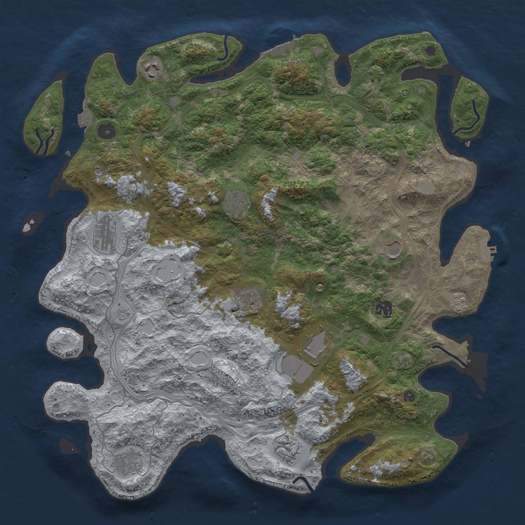 Rust Map: Procedural Map, Size: 4500, Seed: 1285553673, 18 Monuments