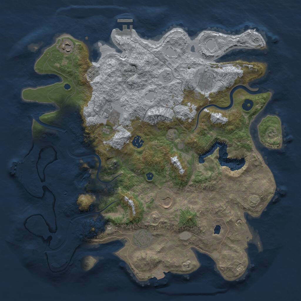 Rust Map: Procedural Map, Size: 4000, Seed: 1715187626, 13 Monuments