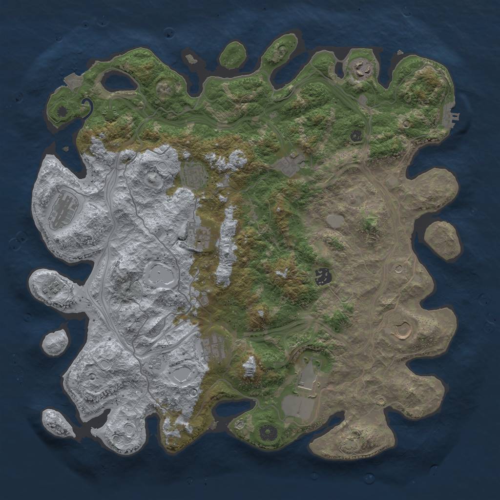 Rust Map: Procedural Map, Size: 4250, Seed: 844163761, 17 Monuments