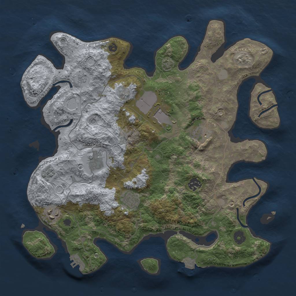 Rust Map: Procedural Map, Size: 3500, Seed: 239034627, 14 Monuments