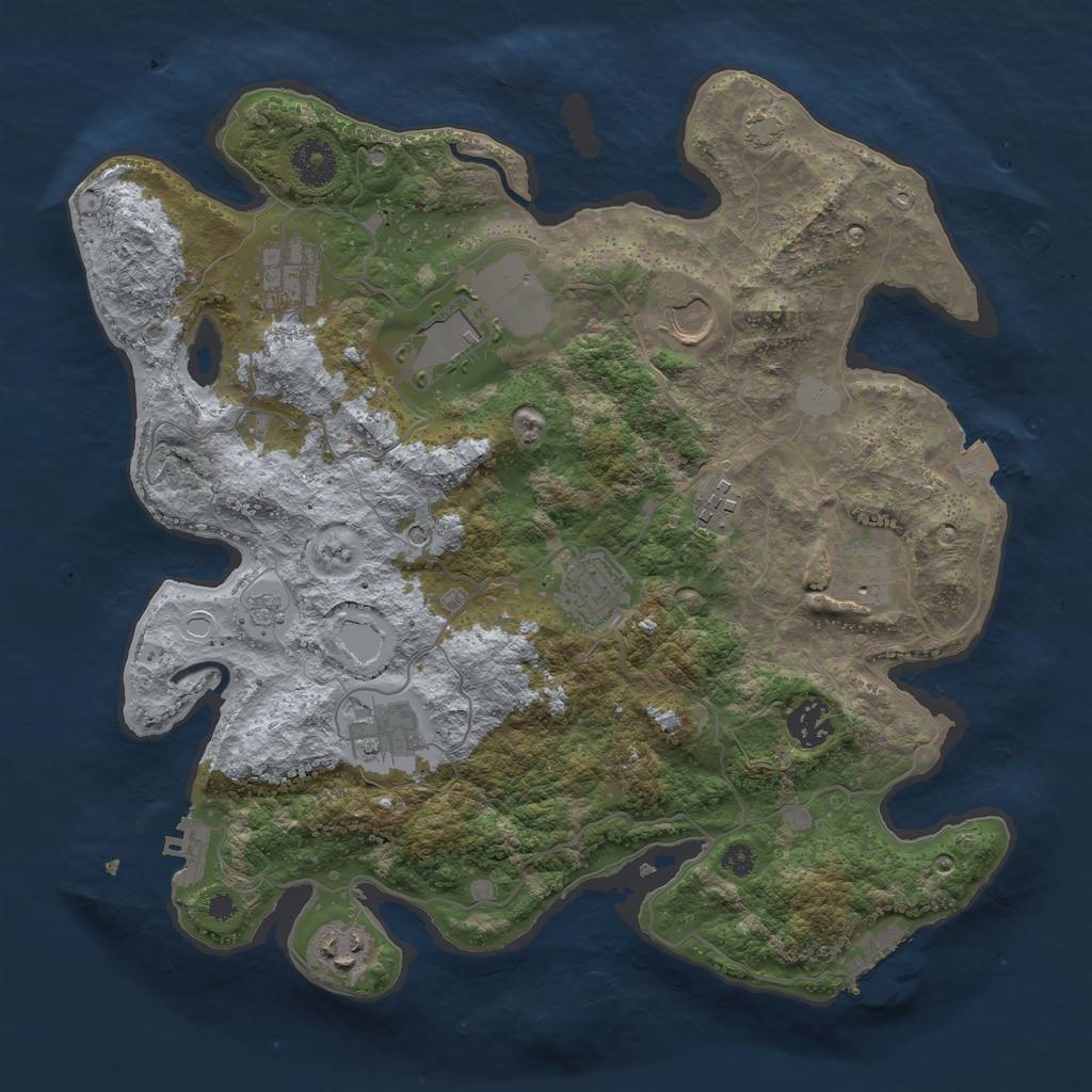 Rust Map: Procedural Map, Size: 3500, Seed: 723482345, 17 Monuments