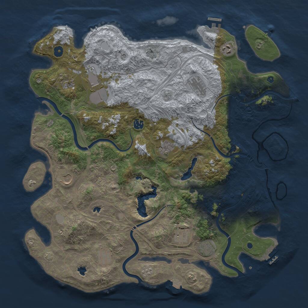 Rust Map: Procedural Map, Size: 4500, Seed: 857525475, 17 Monuments