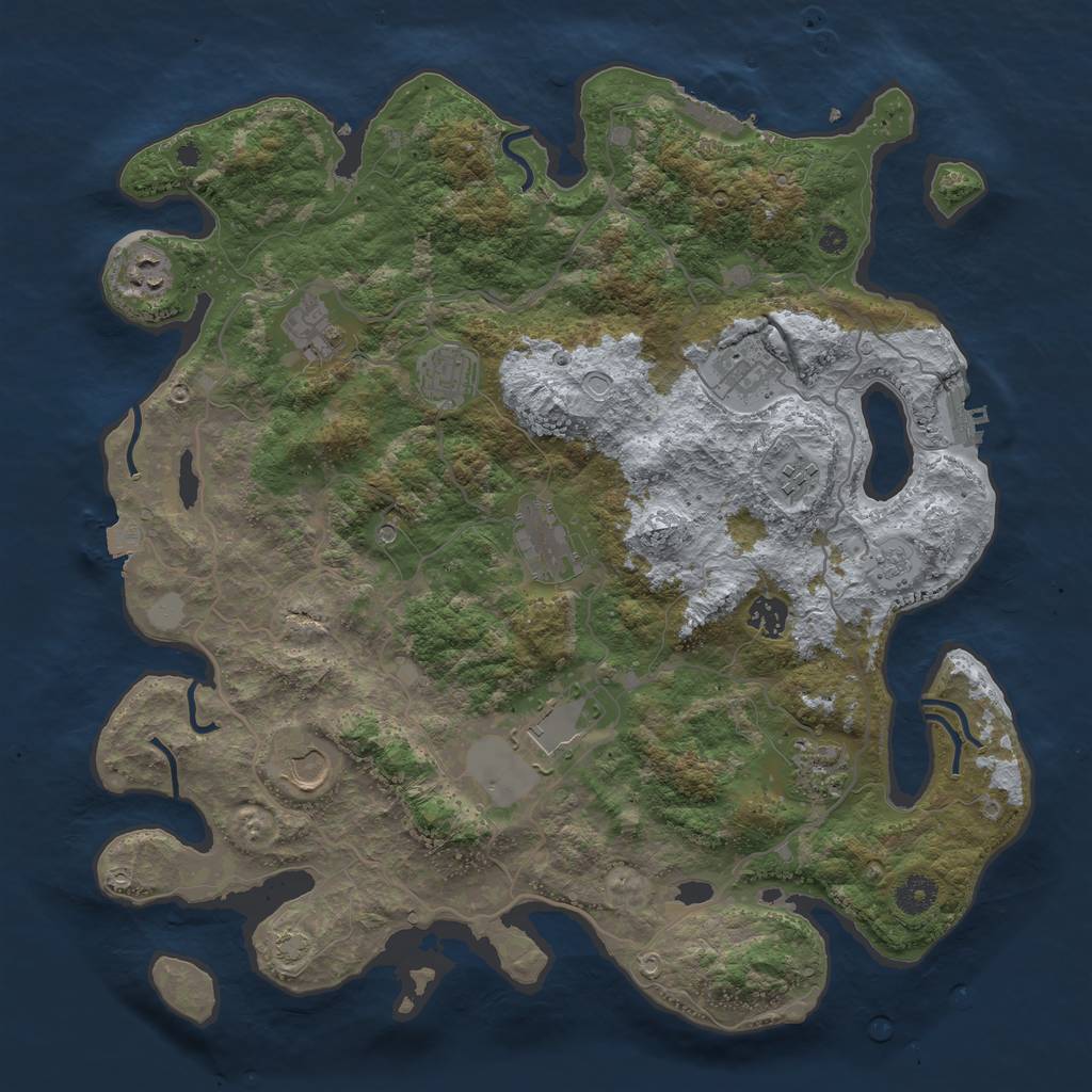 Rust Map: Procedural Map, Size: 4000, Seed: 378210635, 18 Monuments
