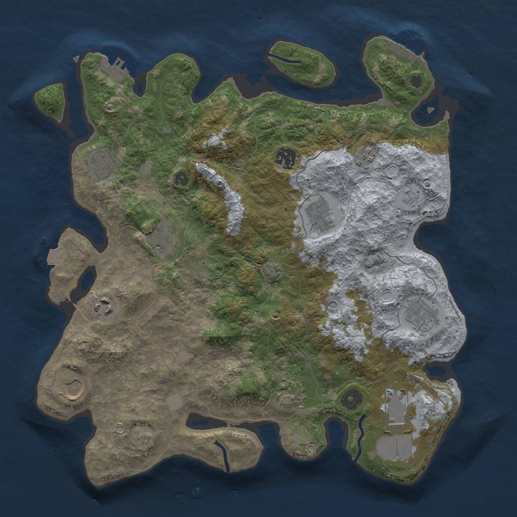 Rust Map: Procedural Map, Size: 3750, Seed: 3456456, 18 Monuments