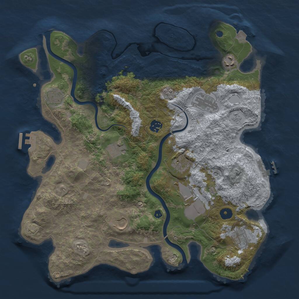 Rust Map: Procedural Map, Size: 3750, Seed: 3456456, 16 Monuments