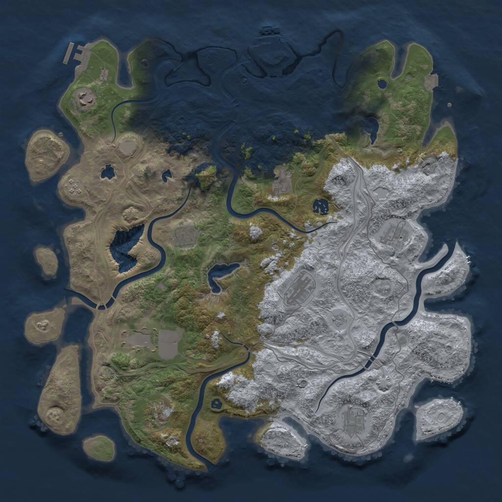 Rust Map: Procedural Map, Size: 4500, Seed: 1294267451, 16 Monuments