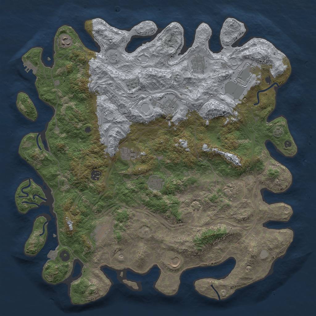 Rust Map: Procedural Map, Size: 4500, Seed: 1817187574, 18 Monuments