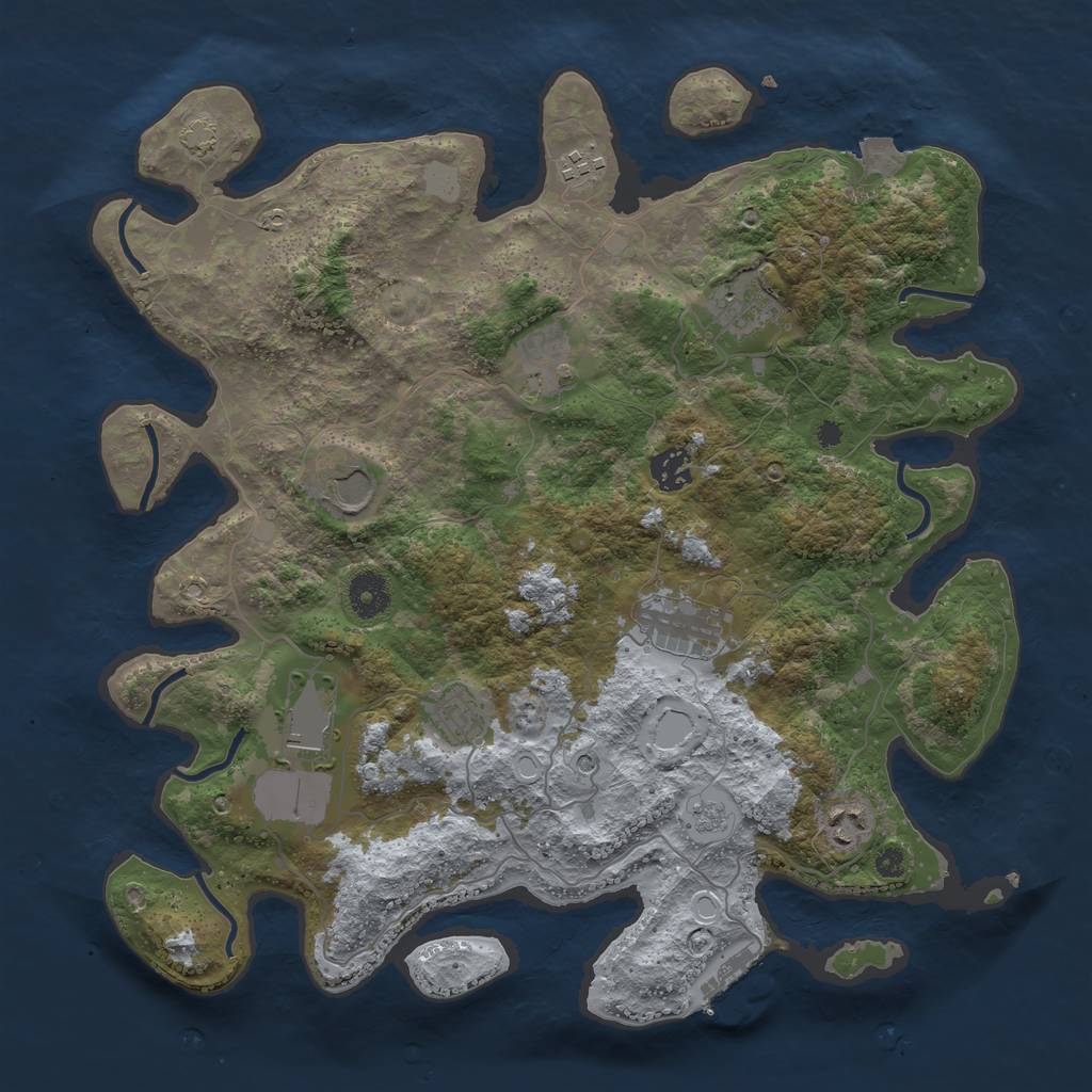 Rust Map: Procedural Map, Size: 3750, Seed: 520385357, 16 Monuments
