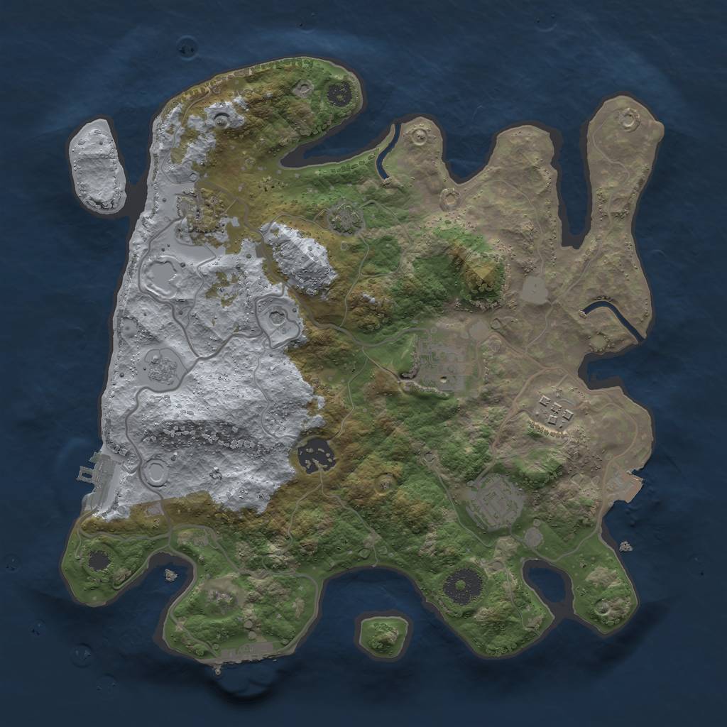 Rust Map: Procedural Map, Size: 3000, Seed: 1885199259, 13 Monuments