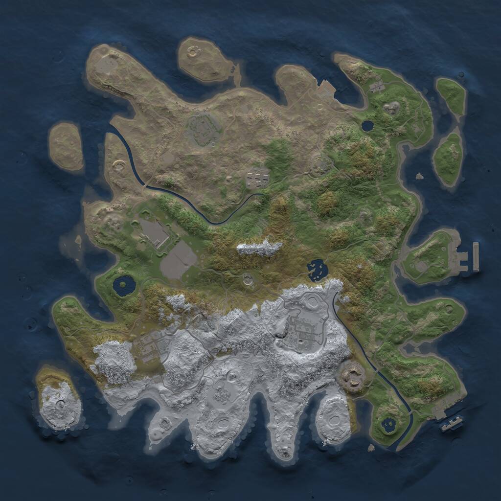 Rust Map: Procedural Map, Size: 3500, Seed: 600706551, 13 Monuments