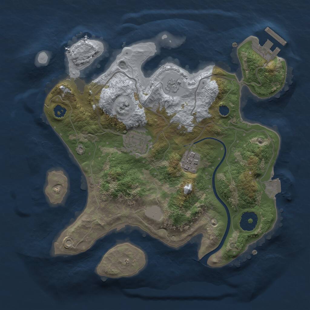 Rust Map: Procedural Map, Size: 2500, Seed: 268901341, 5 Monuments