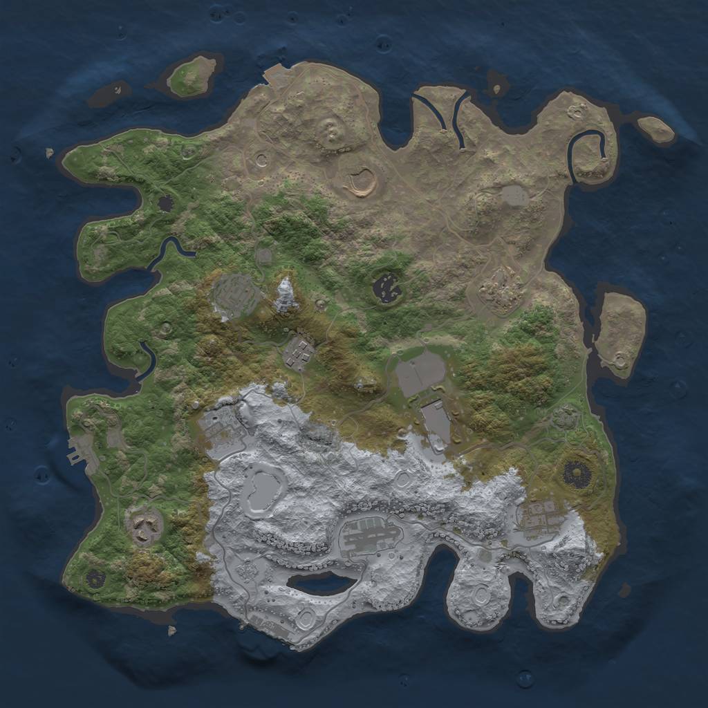 Rust Map: Procedural Map, Size: 3750, Seed: 1063558351, 18 Monuments