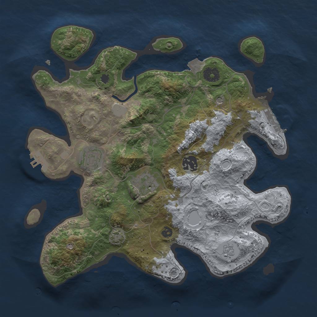 Rust Map: Procedural Map, Size: 3000, Seed: 1333237400, 11 Monuments