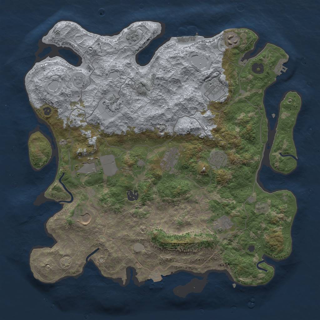 Rust Map: Procedural Map, Size: 4000, Seed: 2031987, 18 Monuments