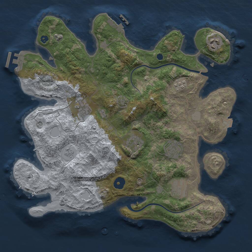 Rust Map: Procedural Map, Size: 3250, Seed: 713623084, 12 Monuments