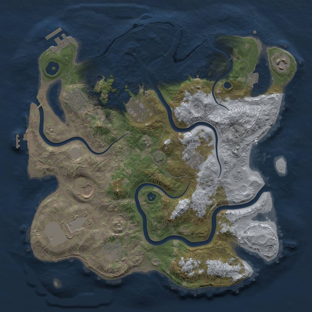 Rust Map: Procedural Map, Size: 3500, Seed: 1754753319, 14 Monuments