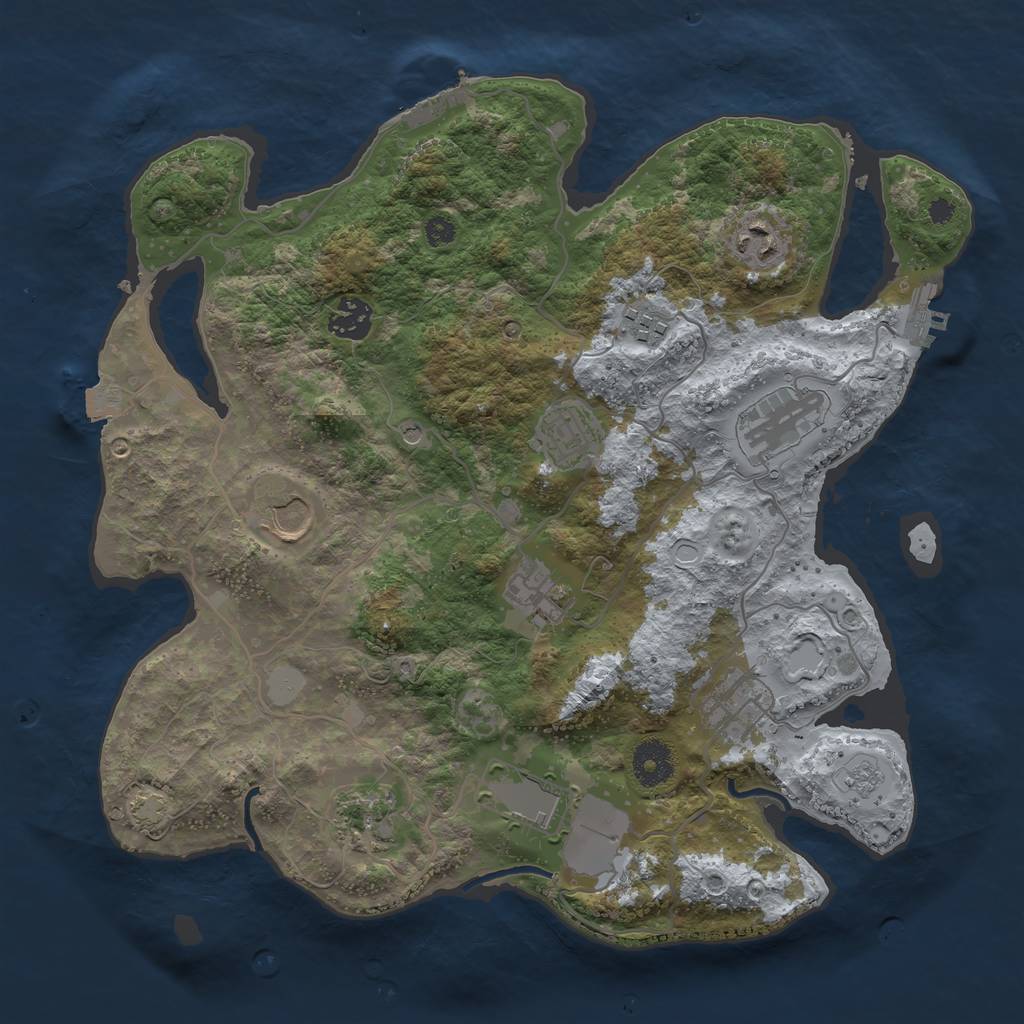 Rust Map: Procedural Map, Size: 3500, Seed: 1754753319, 18 Monuments