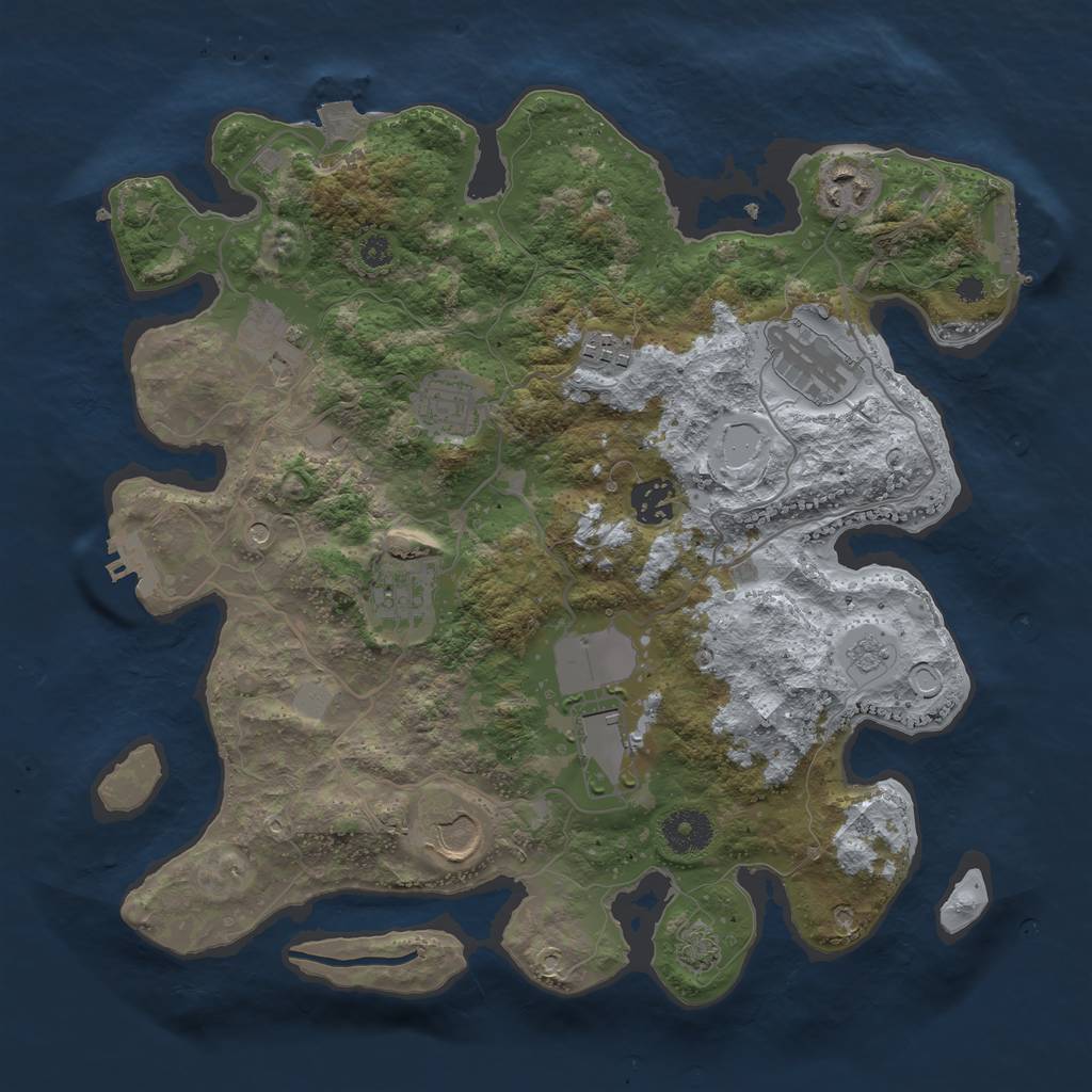 Rust Map: Procedural Map, Size: 3500, Seed: 1930494252, 17 Monuments
