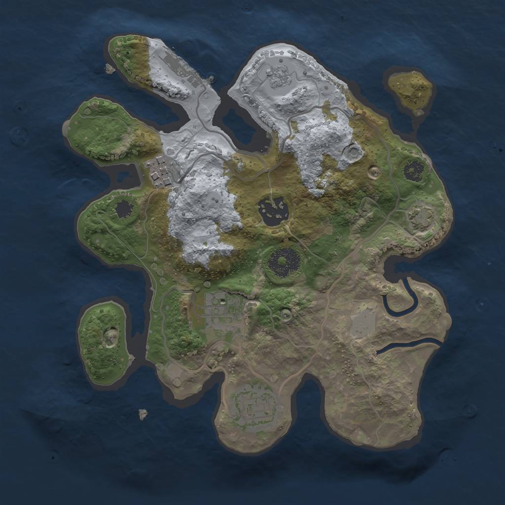 Rust Map: Procedural Map, Size: 2500, Seed: 1550579729, 10 Monuments