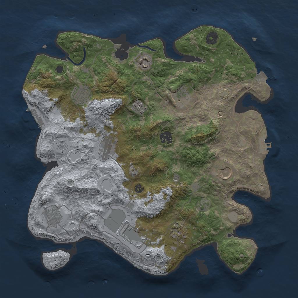 Rust Map: Procedural Map, Size: 3500, Seed: 481342214, 18 Monuments