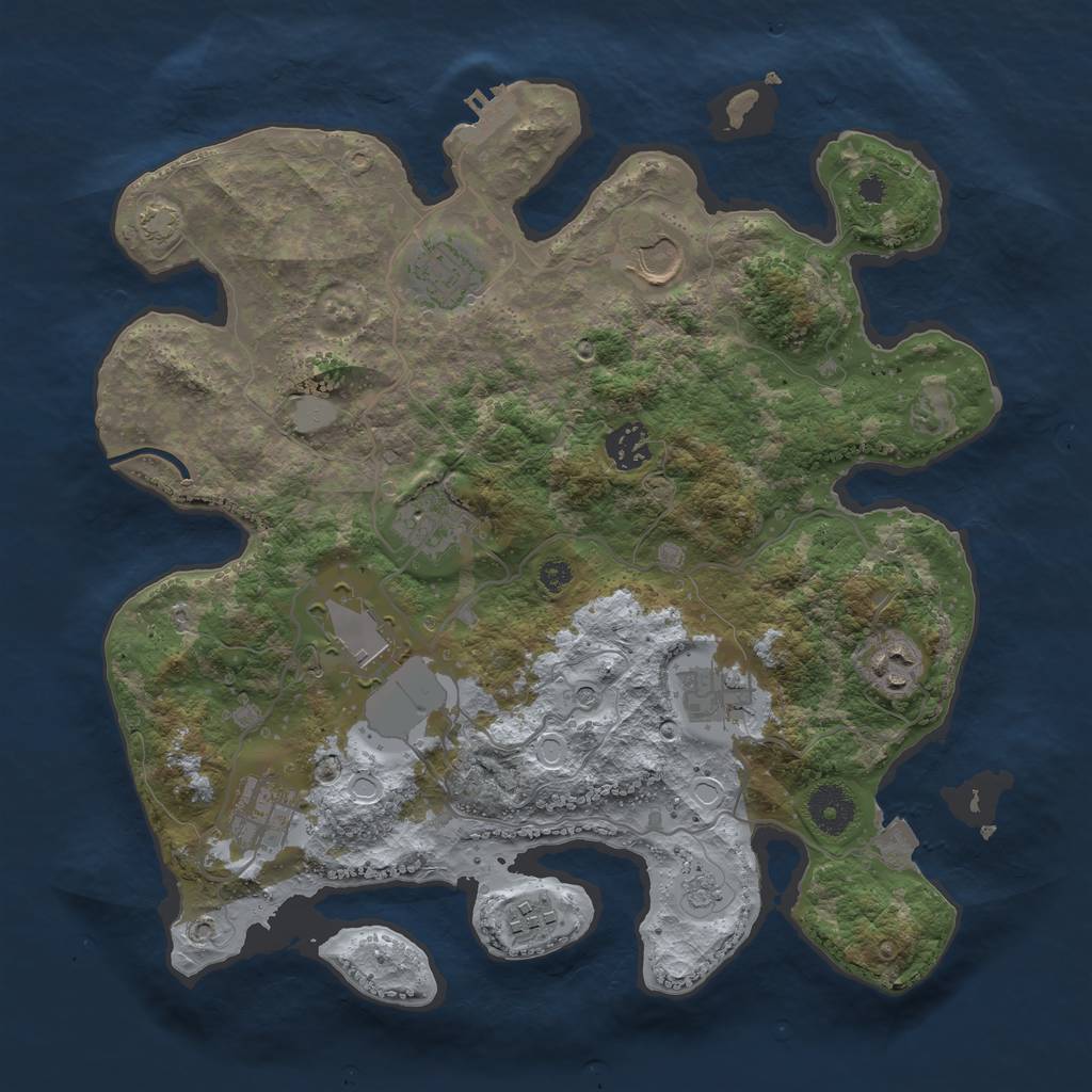Rust Map: Procedural Map, Size: 3500, Seed: 916129922, 16 Monuments