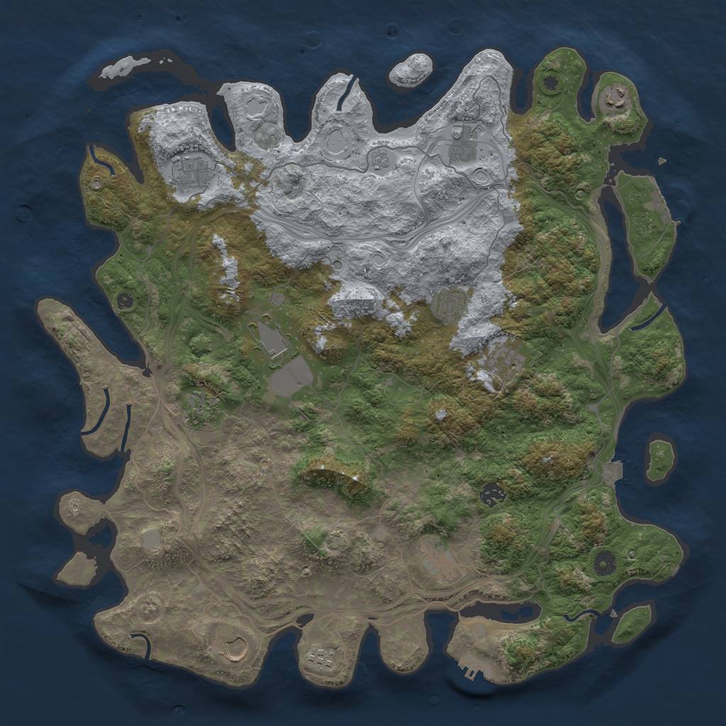 Rust Map: Procedural Map, Size: 4500, Seed: 854010406, 19 Monuments