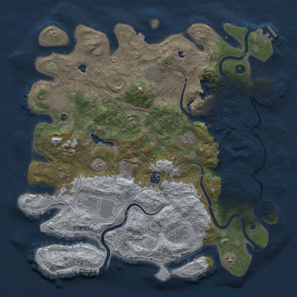 Rust Map: Procedural Map, Size: 4500, Seed: 1023892603, 17 Monuments