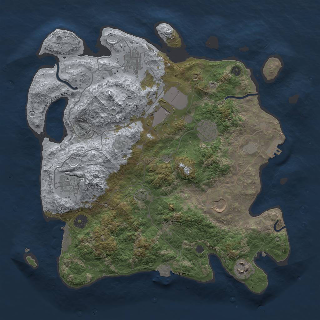 Rust Map: Procedural Map, Size: 3500, Seed: 704080696, 14 Monuments